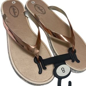 NWT Atalina Flip Flop Sandals Champagne With Silver Glitter Assorted Sizes